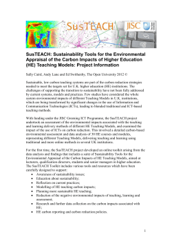 SusTEACH: Sustainability Tools for the Environmental Appraisal of