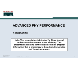 Advanced PHY Performance