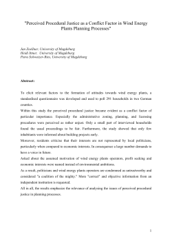 "Perceived Procedural Justice as a Conflict Factor in Wind Energy