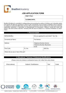 Application Form - Bradford Academy