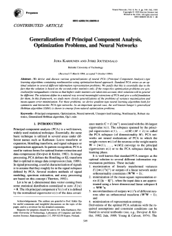 Generalizations of Principal Component Analysis, Optimization