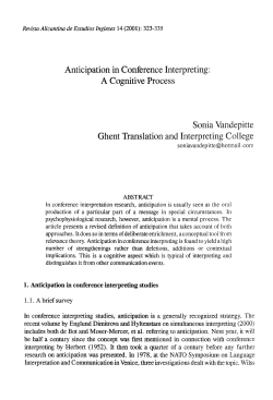 Anticipation in Conference Interpreting: A Cognitive Process