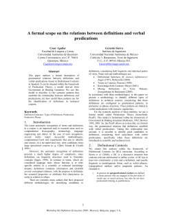 A Formal Scope on the Relations Between Definitions and Verbal