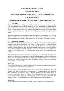 AGRICULTURE &ndash; BEARER PLANTS SUBMISSION MADE BY THE