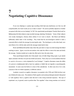 Negotiating Cognitive Dissonance