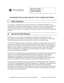 Sustainable Procurement and Life Cycle Consideration Policy I