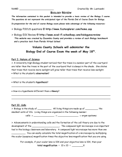 EOC BIO REVIEW - University High School