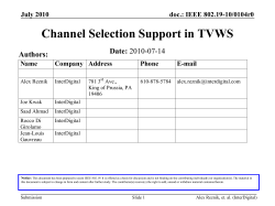 Channel Selection Support in TVWS