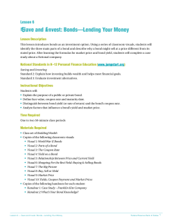 Lesson 6: Save and Invest: Bonds&mdash;Lending Your Money