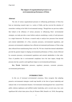 The impact of organizational pressures on environmental