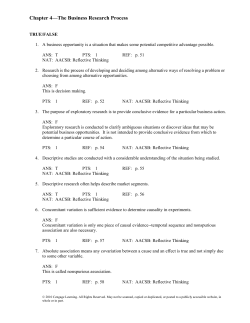 Chapter 4&mdash;The Business Research Process TRUE/FALSE 1. A