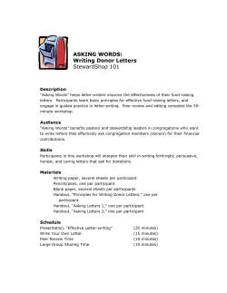 ASKING WORDS: Writing Donor Letters StewardShop 101