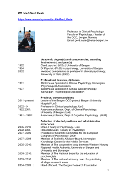 CV brief Gerd Kvale