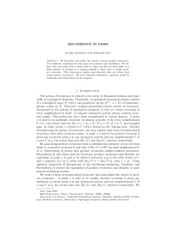 RECURRENCE IN PAIRS 1. Introduction The notion of recurrence is