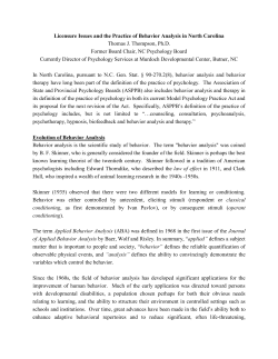 Licensure Issues and the Practice of Behavior Analysis in North