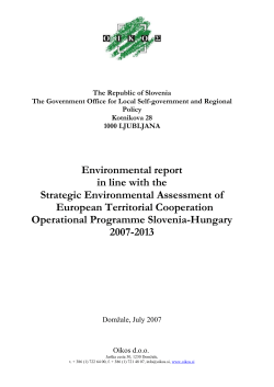 5.1 Environmental objectives of the programme