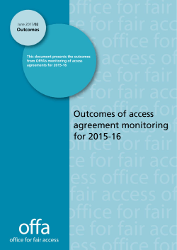 Outcomes of access agreement monitoring for 2015-16