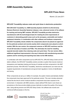 SIPLACE Traceability reduces costs and cycle times in electronics