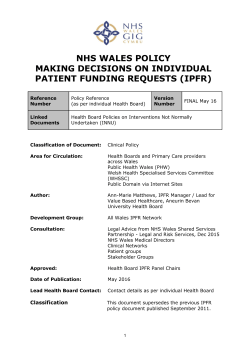 NHS WALES POLICY MAKING DECISIONS ON INDIVIDUAL