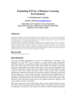 Emulating F2F for a Distance Learning Environment
