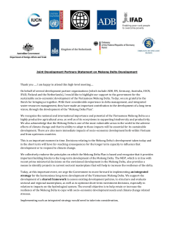 Joint Development Partners Statement on Mekong Delta Development