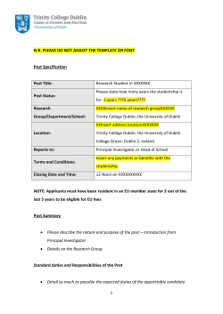 Job Description Template: PhD Studentship