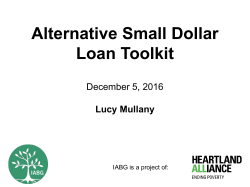 Alternative Small Dollar Loan Toolkit Webinar