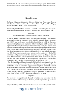 Evolution, Religion and Cognitive Science: Critical and Constructive