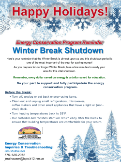 LCPS Employees: Remember Winter Shutdown to Save Energy!.