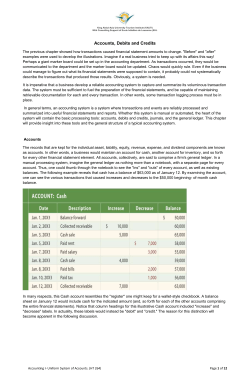 Accounts, Debits and Credits