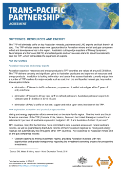 Outcomes: Resources and energy