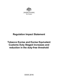 Compliance Cost Impact - Regulation Impact Statement Updates