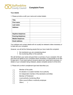 complaintform - Staffordshire County Council