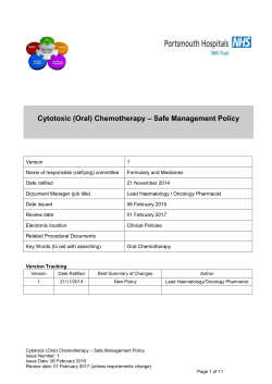 Cytotoxic Oral Chemotherapy - Safe Management Policy