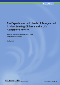 The Experiences and Needs of Refugee and Asylum Seeking
