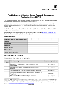 Scholarships Application Form - School of Food Science and Nutrition
