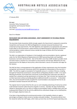Australian Hotels Association - Submission to the