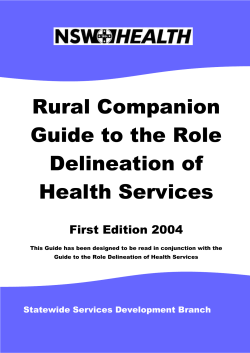 Rural Companion Guide to the Role Delineation of Health Services