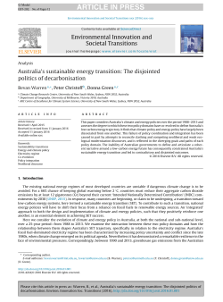 Australia`s sustainable energy transition: The