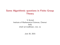 Some Algorithmic questions in Finite Group Theory