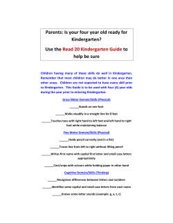 Checklist for Kindergarten Skills&mdash;For Parent and Pre