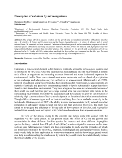 Biosorption of cadmium by microorganisms