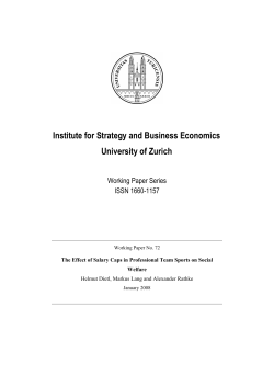 Institute for Strategy and Business Economics University of Zurich