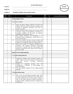 stores spares and loose tools