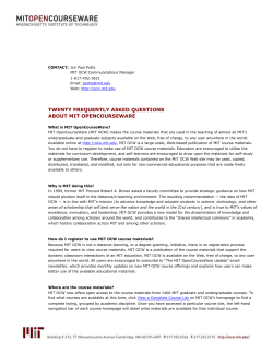 MIT OCW Twenty FAQs