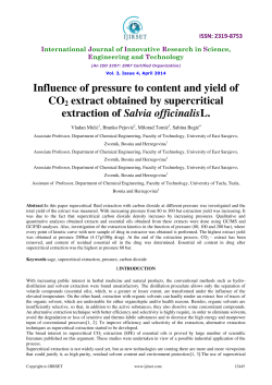Influence of pressure to content and yield of CO2 extract