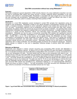 Safe RNA concentration without loss using RNAstable