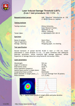 Laser Induced Damage Threshold (LIDT): (S-on