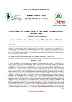 Study the Effect of Common fertilizers on Plant Growth Parameters of