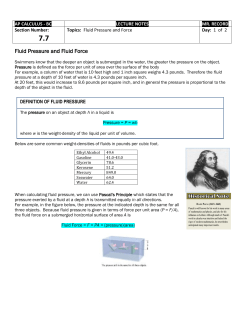 Fluid Pressure and Fluid Force